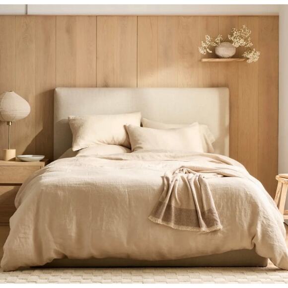 Quince European Luxury Linen Duvet Cover Set king Oat NWOT #71 - Picture 3 of 5